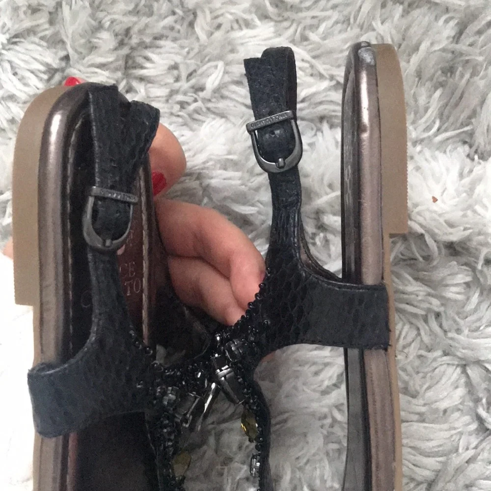 Vince Camuto Black Beaded Sandals Size 6.5
